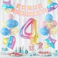 Regenbogen-Verlauf Nummer 4 Ballon-Set mit Happy Birthday Banner und Partydekorationen - Farbverlauf Nummer 4 Stil (5215883364473)