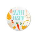Dettaglio della spilla in latta Sweet Easter con illustrazioni di conigli e uova colorate - Cesto di Animali dei Cartoni Animati Bianco (Stile 3)