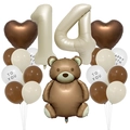 Dettaglio di palloncini a forma di orsetto e cuore con stampa Happy Birthday - Tema 14 Anni