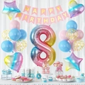 8th birthday party set with gradient number 8 balloon, star shapes and pink banner - Gradient Number 8 Style (5215883364477)