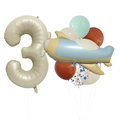 Détails du kit ballons 3ème anniversaire avec avion vintage et chiffres mats décoratifs - Ensemble Numéro 3