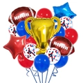 Meisterschaft Pokal und Football Ballon Set für Super Bowl Party Sport Thema Dekoration - Super Bowl Rugby Set