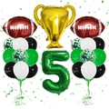 Football theme 5th birthday balloon set with gold trophy and green number five balloon - Football Trophy Number 5 Set