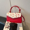 Borsa a tracolla minimalista rossa e bianca con stampa ciliegia e manico spesso - Stampa Ciliegia (Rosso) / Rosso