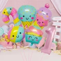 Rosa Nummer 1 Ballon-Set mit süßen Eiscreme- und Donut-Folienballons für Geburtstage - Set 1 (Nummer 1)