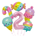 6-teiliges buntes Eis- und Süßigkeiten-Folienballon-Set für den 2. Kindergeburtstag - Set 2 (Nummer 2)