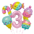 Makroaufnahme von 6-teiligem Dessert-Ballonset mit Nummer 3 und Eiscreme-Formen - Set 3 (Nummer 3)