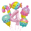 Süßes Dessert-Ballon-Set mit rosa Nummer 4 für den 4. Kindergeburtstag Dekoration - Set 4 (Nummer 4)
