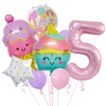 Kit ballon anniversaire chiffre 5 rose avec ballons glace et cupcake pour fête enfant - Ensemble de Bonbons à la Crème Glacée 5 (Chiffre 5)