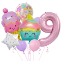 Kit de ballons fête glace avec chiffre 9 rose et ballons cupcake joyeux anniversaire - Ensemble de Bonbons à la Crème Glacée 9 (Chiffre 9)