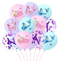 Detailed view of pastel butterfly balloons with sequins for birthday party decoration - Butterfly Print Style B