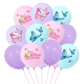 Butterfly themed happy birthday balloon bouquet set in pink, purple and light blue colors - Butterfly Print Style F