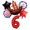 Detail of pirate adventure balloon set with ship and red nautical themed decorations - Set 6
