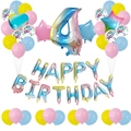 Rainbow gradient 32-inch number 4 foil balloon kit with heart and star party decorations - Number 4 Style (4)
