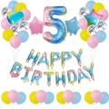 32-inch gradient number 5 balloon set with Happy Birthday banners for party decor - Number 5 Style (5)