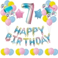 Rainbow gradient number 7 balloon set with Happy Birthday letters and colorful latex balloons - Number 7 Style (7)