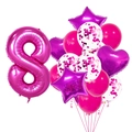 Pink purple number 8 foil balloon set with sequins for girl birthday party celebration - Number 8 Set