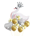 Set di palloncini cigno rosa con corona e palloncini con coriandoli dorati - Stile Cigno Argento