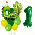 Grünes Dinosaurier-Geburtstagsballon-Set mit Zahl eins für Kinder-Waldpartydekoration - Dinosaurier Blatt Stil 1 (j041803)