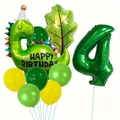 Details zum Dinosaurier Party-Set mit Ballon Nummer 4 und Dschungelblatt-Dekoration - Dinosaurier Blatt Stil 4 (j041803)