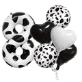 Detail of 40-inch cow print number 8 balloon with matching heart and round foil balloons - Number 8 Style