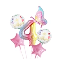 Set de globos número 4 arcoíris 40 pulgadas con mariposa y estrellas para niñas - Estilo Número 4 (Conjunto de Mariposas Azul y Rosa 4)