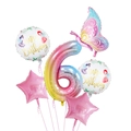 Kit ballon chiffre 6 dégradé arc-en-ciel avec papillon et étoiles pour fête de fille - Style Numéro 6 (Ensemble Papillon Bleu et Rose 6)