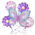Kit de ballons papillon violet et tournesol avec message Happy Birthday pour décoration - Ensemble Papillon Violet Glacé