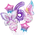 Traumhaftes 7-teiliges Schmetterling-Folienballon-Set für den 6. Geburtstag Deko - Schmetterling Stern Set 6