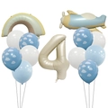 Set palloncini compleanno con numero 4, aereo e arcobaleno per decorazione festa - Numero 4 Set