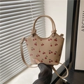 Schicke aprikosenfarbene Kirsch-Tragetasche mit Knotengriffen und verstellbarem Gurt - Khaki