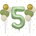 Kit de ballons chiffre 5 vert olive pour décorations de fête d'anniversaire chic - Chiffre 5
