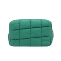 Trousse de maquillage matelassée verte au design minimaliste avec fermeture éclair dorée - Vert