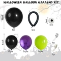 Halloween balloon arch kit with black purple green latex balloons and spider decorations - Halloween Balloon Garland Style