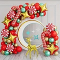 Christmas balloon arch kit with red green and gold latex, star and deer foil balloons - Reindeer Foil Balloon Arch Decor