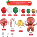 Kit arco palloncini natalizi con omino di pan di zenzero e palloncini a bastoncino candy - Set Catena di Palloncini Omino di Pan di Zenzero e Campana