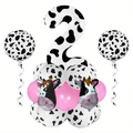 Set palloncini 2° compleanno con stampa mucca e palloncini in lattice rosa e foil - Stile Numero 2 Mucca