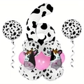 Detailed cow print balloon set with large number 6 foil balloon for 6th birthday decor - Cow Number 6 Style
