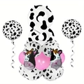 Detail of cow print party balloons set featuring large number 8 and cow head foil designs - Cow Number 8 Style