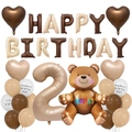 Detalle del set de globos oso caramelo y número 2 en tonos tierra para cumple infantil - Caramelo Número 2