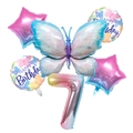 6pcs 40-inch gradient butterfly balloon set for 7th birthday party decorations - Ice Blue Butterfly Digit 7