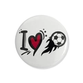 Dettaglio di una spilla in banda stagnata a tema calcio per decorazioni di feste - Stile Creativo I LOVE SOCCER (Modello Calcio 3)