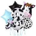 Cow theme 40 inch number 8 balloon set with animal print and blue star foil balloons - Blue Star - Number 8