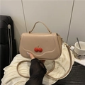 Fashionable crossbody bag with cherry decor and adjustable strap for casual daily use - Khaki