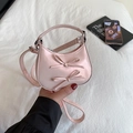 Mini bolso de mano en cuero PU rosa con lazo decorativo y correa bandolera fina - Rosa