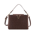 Chic leopard print crossbody tote bag with gold V buckle and large capacity - Brown