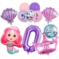 Kit d'anniversaire sirène avec ballon chiffre 0 et ballons couronne rose princesse - Set Sirène Princesse (Style 0)