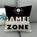 Linen cushion cover with Gamer Zone text and crosshair print on a gray fabric sofa - Gamer Zone Style (12) / 45*45cm (No Core)