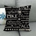 Detail of linen pillowcase featuring Twinkle Twinkle Little Star lyrics on grey sofa - Twinkle Little Star Style (18) / 45*45cm (No Core)