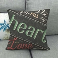 Detail of linen pillowcase with colorful 'you FILL my heart with Love' text on grey sofa - Fill My Heart With Love Style (19) / 45*45cm (No Core)